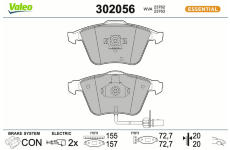 Sada brzdových destiček, kotoučová brzda VALEO 302056