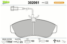 Sada brzdových destiček, kotoučová brzda VALEO 302061