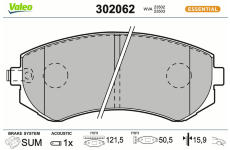 Sada brzdových destiček, kotoučová brzda VALEO 302062