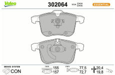 Sada brzdových destiček, kotoučová brzda VALEO 302064