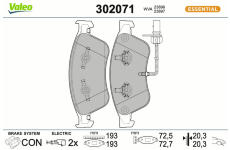 Sada brzdových destiček, kotoučová brzda VALEO 302071