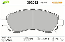 Sada brzdových destiček, kotoučová brzda VALEO 302082