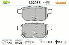 Sada brzdových destiček, kotoučová brzda VALEO 302085