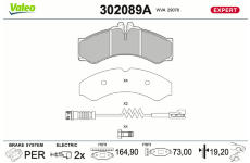 Sada brzdových destiček, kotoučová brzda VALEO 302089A