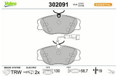 Sada brzdových destiček, kotoučová brzda VALEO 302091