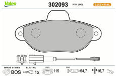 Sada brzdových destiček, kotoučová brzda VALEO 302093