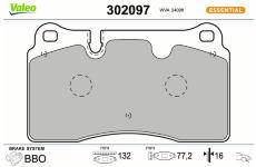 Sada brzdových destiček, kotoučová brzda VALEO 302097