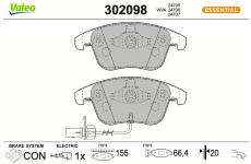 Sada brzdových destiček, kotoučová brzda VALEO 302098
