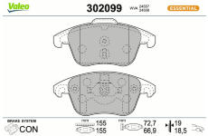 Sada brzdových destiček, kotoučová brzda VALEO 302099
