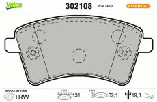 Sada brzdových destiček, kotoučová brzda VALEO 302108