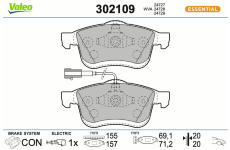 Sada brzdových destiček, kotoučová brzda VALEO 302109