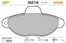 Sada brzdových destiček, kotoučová brzda VALEO 302110