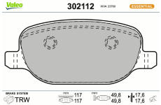 Sada brzdových destiček, kotoučová brzda VALEO 302112