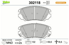 Sada brzdových destiček, kotoučová brzda VALEO 302118