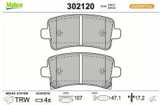 Sada brzdových destiček, kotoučová brzda VALEO 302120