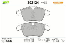 Sada brzdových destiček, kotoučová brzda VALEO 302124