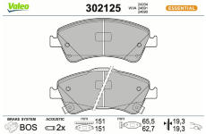 Sada brzdových destiček, kotoučová brzda VALEO 302125