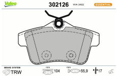 Sada brzdových destiček, kotoučová brzda VALEO 302126