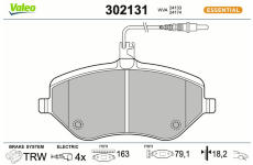 Sada brzdových destiček, kotoučová brzda VALEO 302131