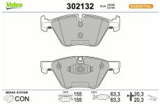 Sada brzdových destiček, kotoučová brzda VALEO 302132