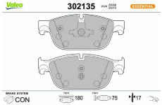 Sada brzdových destiček, kotoučová brzda VALEO 302135