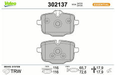 Sada brzdových destiček, kotoučová brzda VALEO 302137