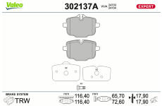 Sada brzdových destiček, kotoučová brzda VALEO 302137A