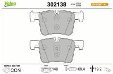 Sada brzdových destiček, kotoučová brzda VALEO 302138