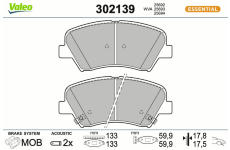 Sada brzdových destiček, kotoučová brzda VALEO 302139