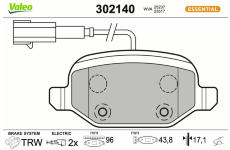 Sada brzdových destiček, kotoučová brzda VALEO 302140