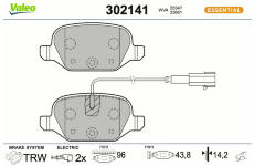 Sada brzdových destiček, kotoučová brzda VALEO 302141