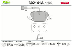 Sada brzdových platničiek kotúčovej brzdy VALEO 302141A