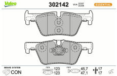Sada brzdových destiček, kotoučová brzda VALEO 302142