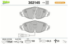Sada brzdových destiček, kotoučová brzda VALEO 302145