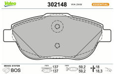 Sada brzdových destiček, kotoučová brzda VALEO 302148