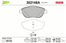 Sada brzdových destiček, kotoučová brzda VALEO 302148A