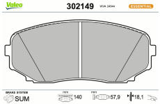 Sada brzdových destiček, kotoučová brzda VALEO 302149