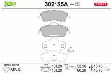 Sada brzdových platničiek kotúčovej brzdy VALEO 302155A