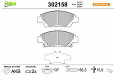 Sada brzdových destiček, kotoučová brzda VALEO 302158