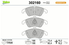 Sada brzdových destiček, kotoučová brzda VALEO 302160