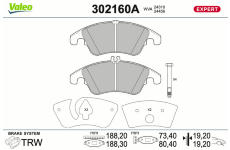 Sada brzdových destiček, kotoučová brzda VALEO 302160A