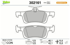 Sada brzdových destiček, kotoučová brzda VALEO 302161