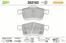 Sada brzdových destiček, kotoučová brzda VALEO 302163