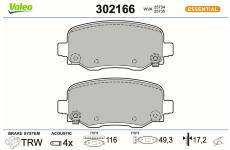 Sada brzdových destiček, kotoučová brzda VALEO 302166