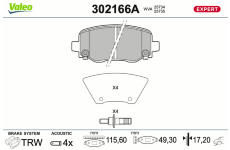 Sada brzdových platničiek kotúčovej brzdy VALEO 302166A