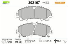 Sada brzdových destiček, kotoučová brzda VALEO 302167