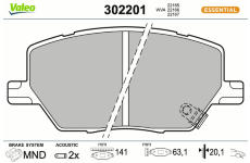 Sada brzdových destiček, kotoučová brzda VALEO 302201