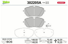 Sada brzdových destiček, kotoučová brzda VALEO 302205A