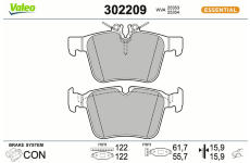 Sada brzdových destiček, kotoučová brzda VALEO 302209