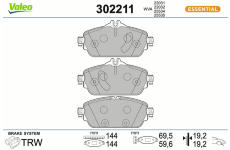 Sada brzdových destiček, kotoučová brzda VALEO 302211